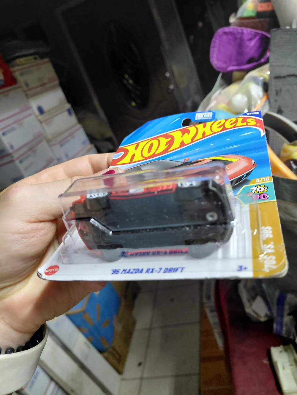 the Hot Wheels '95 Mazda RX-7 Drift from the 2025 '70s vs '90s series (9/10, num